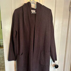 Korye Plum Color Long Length Hoodie Cardigan